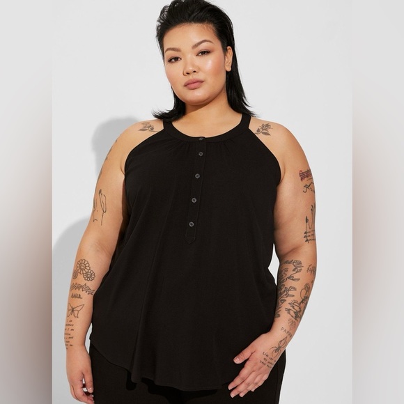 torrid Tops - Torrid Rayon Slub Button Front Halter Sleeveless Top Size 00